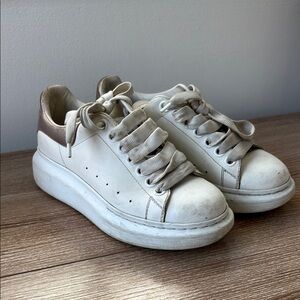 Alexander McQueen White and Rose Gold Sneakers